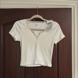 Urban Outfitters White Polo Crop T-Shirt